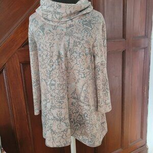 ruby rd. pink gray silver shimmer floral long sleeve cowl neck top womens Medium